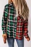 Plaid Color Block Buttoned Long Sleeve Shirt