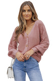 Bishop Sleeve Button V Neck Sweater