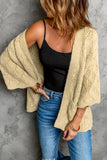 Cardigan kaki en tricot texturé avec poche et ouvert sur le devant