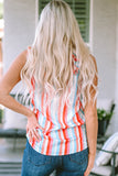 Striped V Neck Ruffle Straps Tank Top