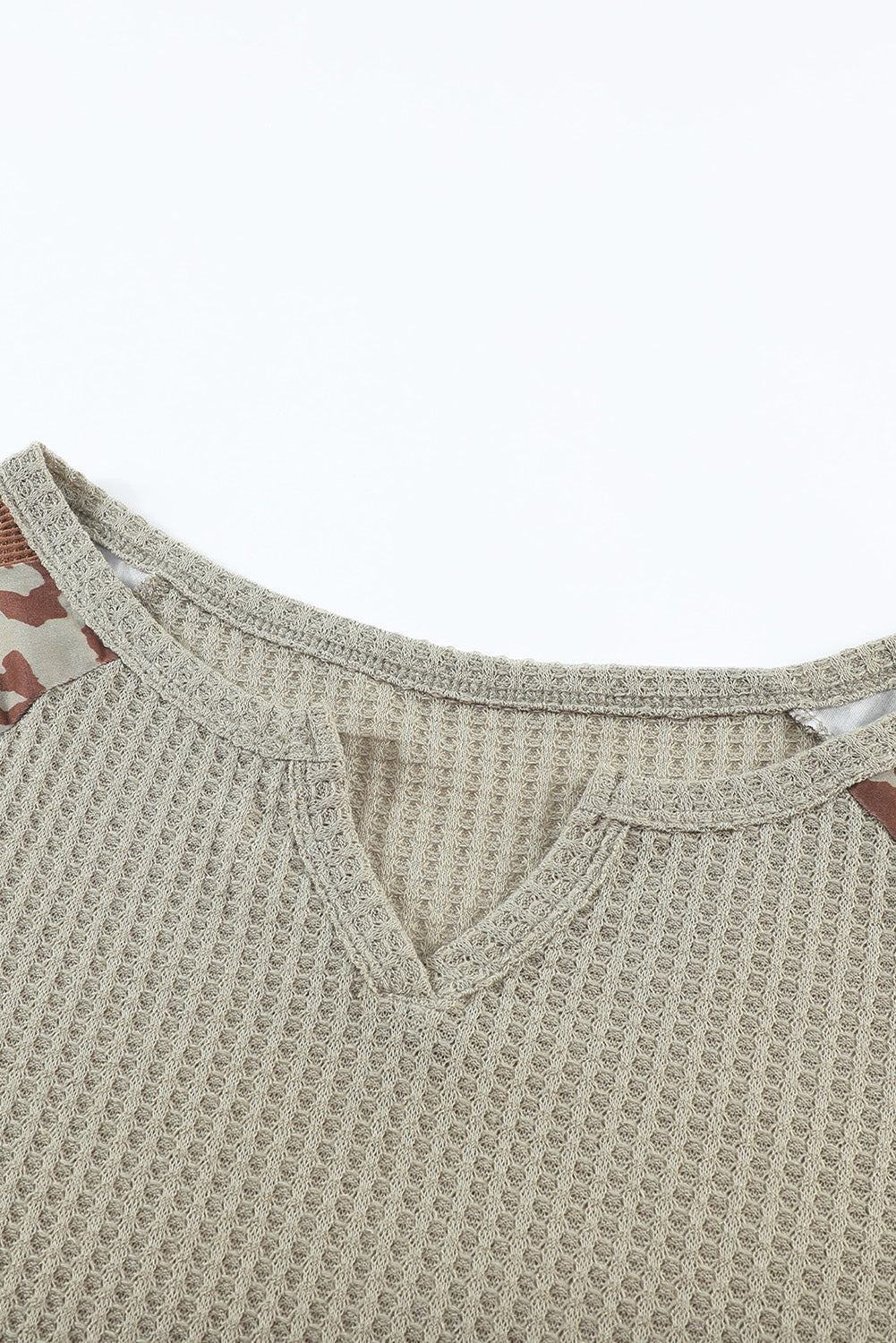 Mocha Print Waffle Knit Long Sleeve Top