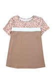 Leopard Yoke Color Block T Shirt