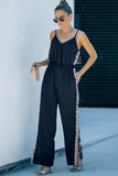 Leopard Patchwork Spaghetti Strap Wide Leg Jumpsuit