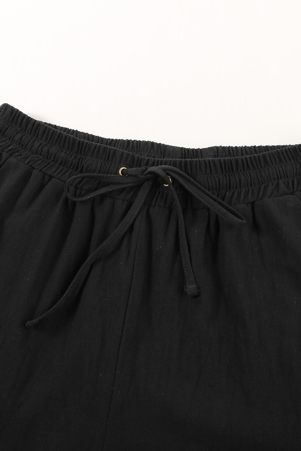 Drawstring Elastic Waist Pockets Long Straight Legs Pants