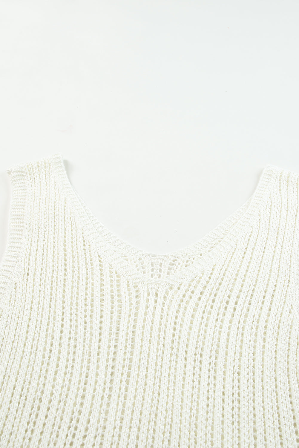 Hollowed Knit V Neck Tank Top