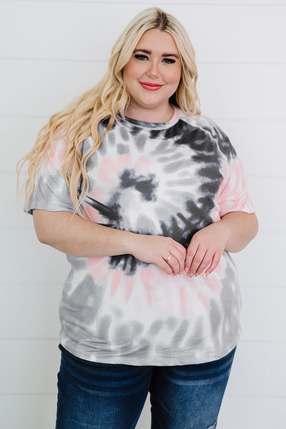 Tie-dye Raglan Sleeve Plus Size T-shirt