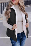 Black Fleece Lined Quilted Zip up Vest Coat