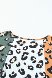 Plus Size Leopard Print Contrast T-Shirt