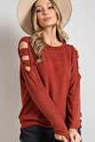 Cutout Cold Shoulder Long Sleeve Top