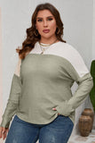 Plus Size Colorblock Knit Long Sleeve Top