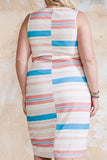 Plus Size Striped Twist Sleeveless Midi Dress