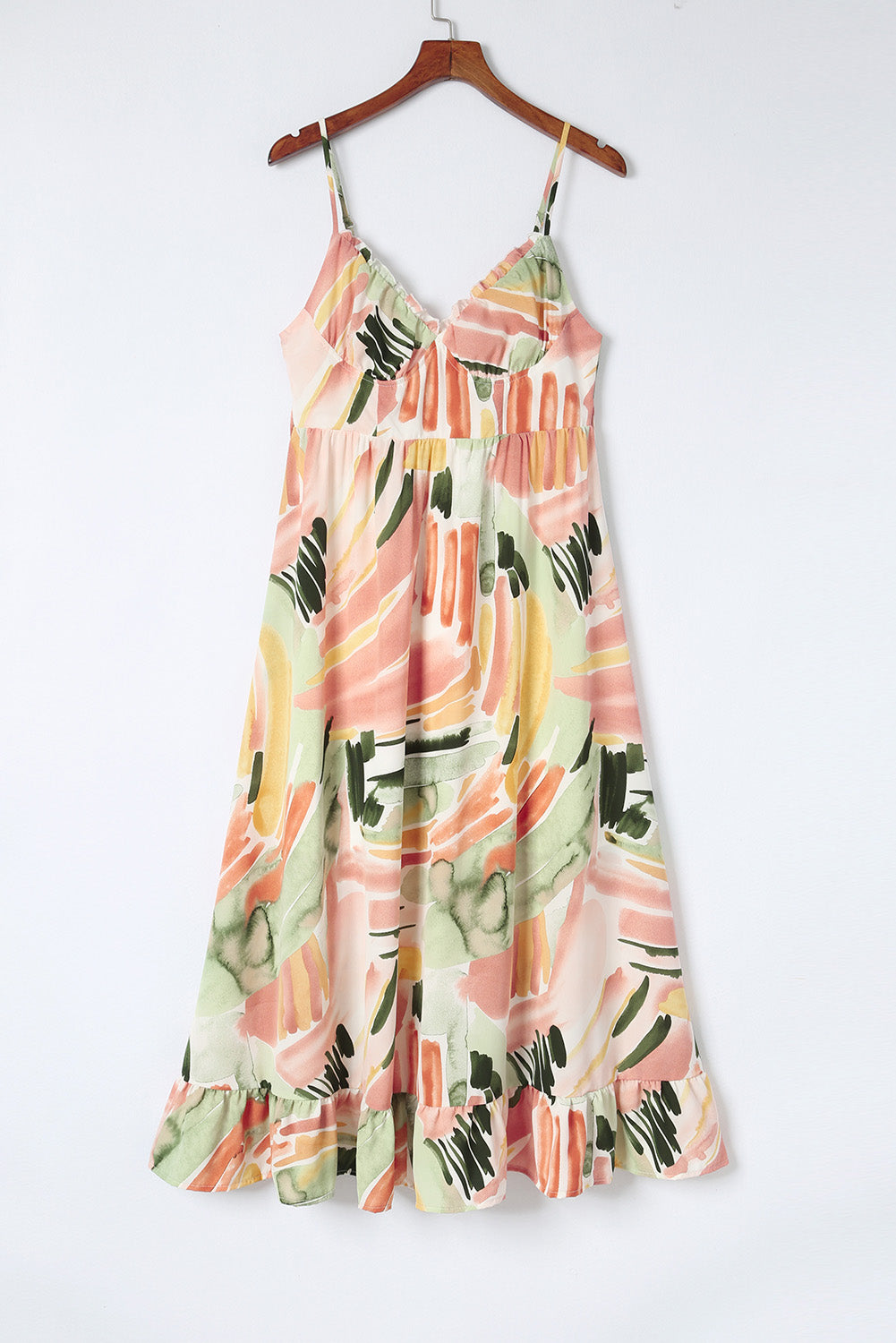 Spaghetti Straps Graffti Print Long Dress