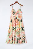 Spaghetti Straps Graffti Print Long Dress