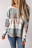 Striped Colorblock Ribbed Knit Top with Pocket