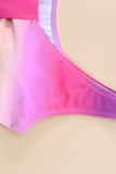 Gradient Color Knotted V Neck Bikini Swimsuit