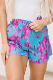 Abstract Print Elastic Waist Pocket Wide-Leg Shorts