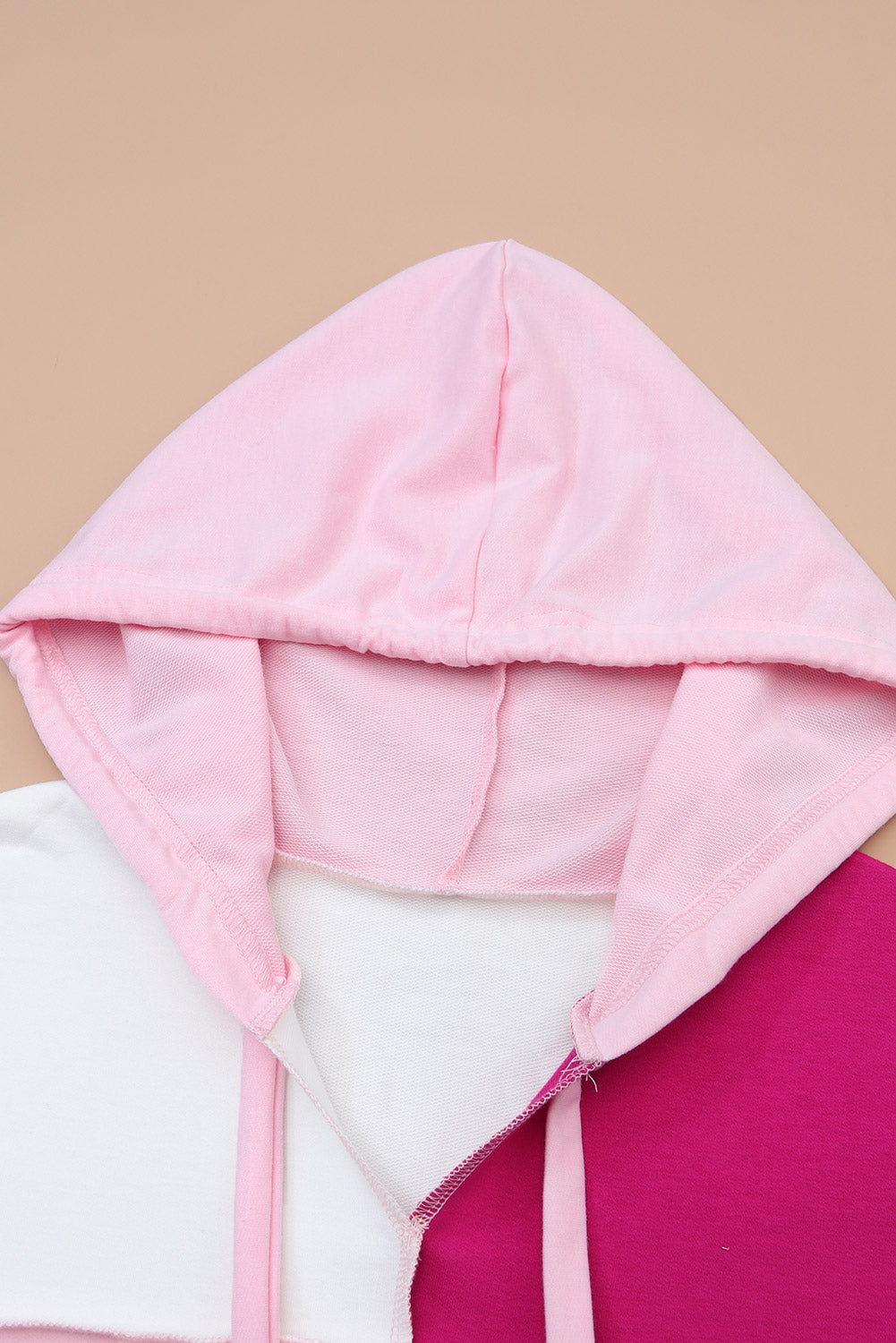 Colorblock Exposed Seam Loose Sleeve Hoodie