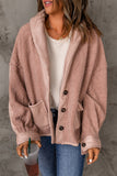 Veste ample boutonnée en daim rose Sherpa Patchwork