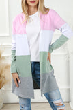 Rose Cardigan Colorblock Ouvert sur le Devant Grande Taille