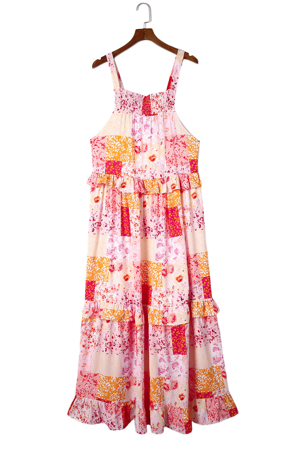 Boho Geometric Floral Print Sleeveless Maxi Dress