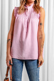 Frilled Tank Top with Buttons