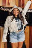 Pink Fringe Plus Size Cropped Jacket