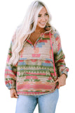 Aztec Printed Kangaroo Pocket Zipped Hoodie