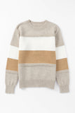 Chunky Striped Mock Neck Pullover Sweater