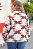 Red Geometric Aztec Pattern Plus Size Fleece Jacket