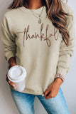 Parchment thankful Embroidered Drop Shoulder Pullover Sweatshirt