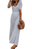 Short Sleeve Bodice Flowy Wide Leg Jumpsuit