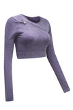 Asymmetric Zipped Ribbed Long Sleeve Yoga Top