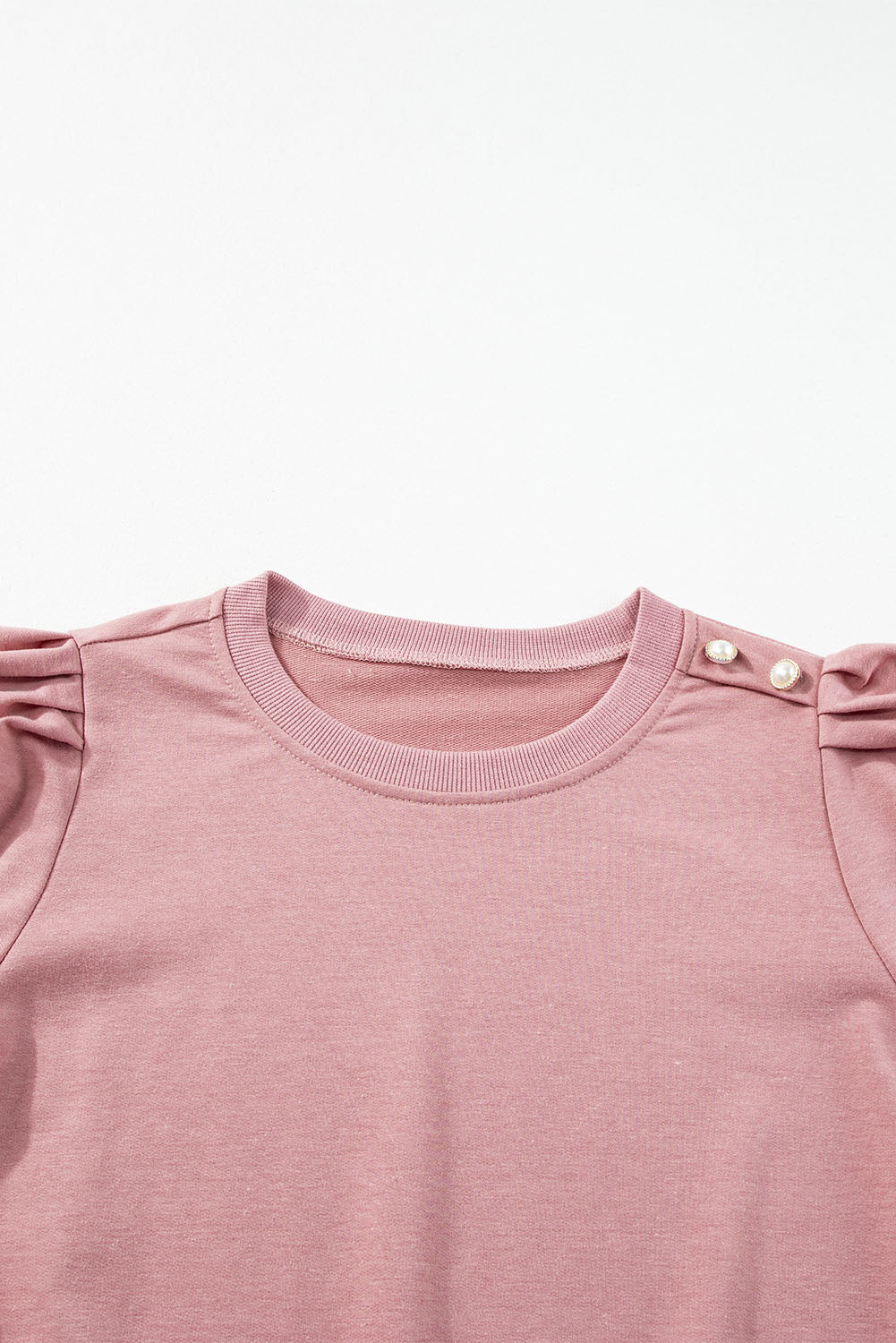 Red Button Tab Detail Long Sleeve Top