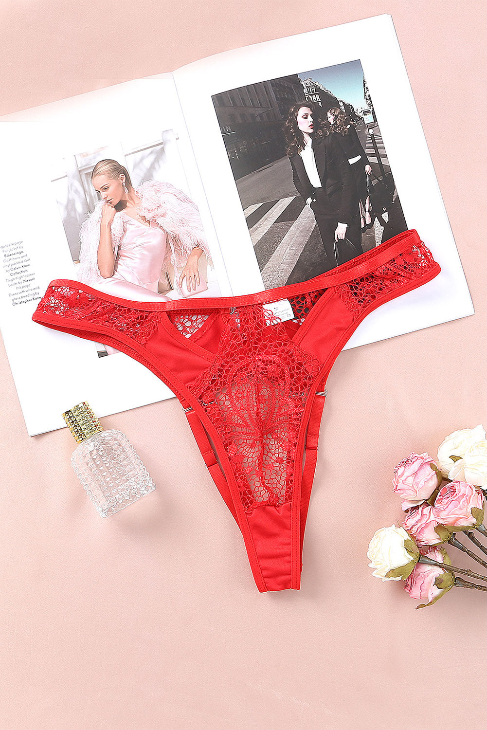 Adjustable Straps Hollow-out Lace Panty