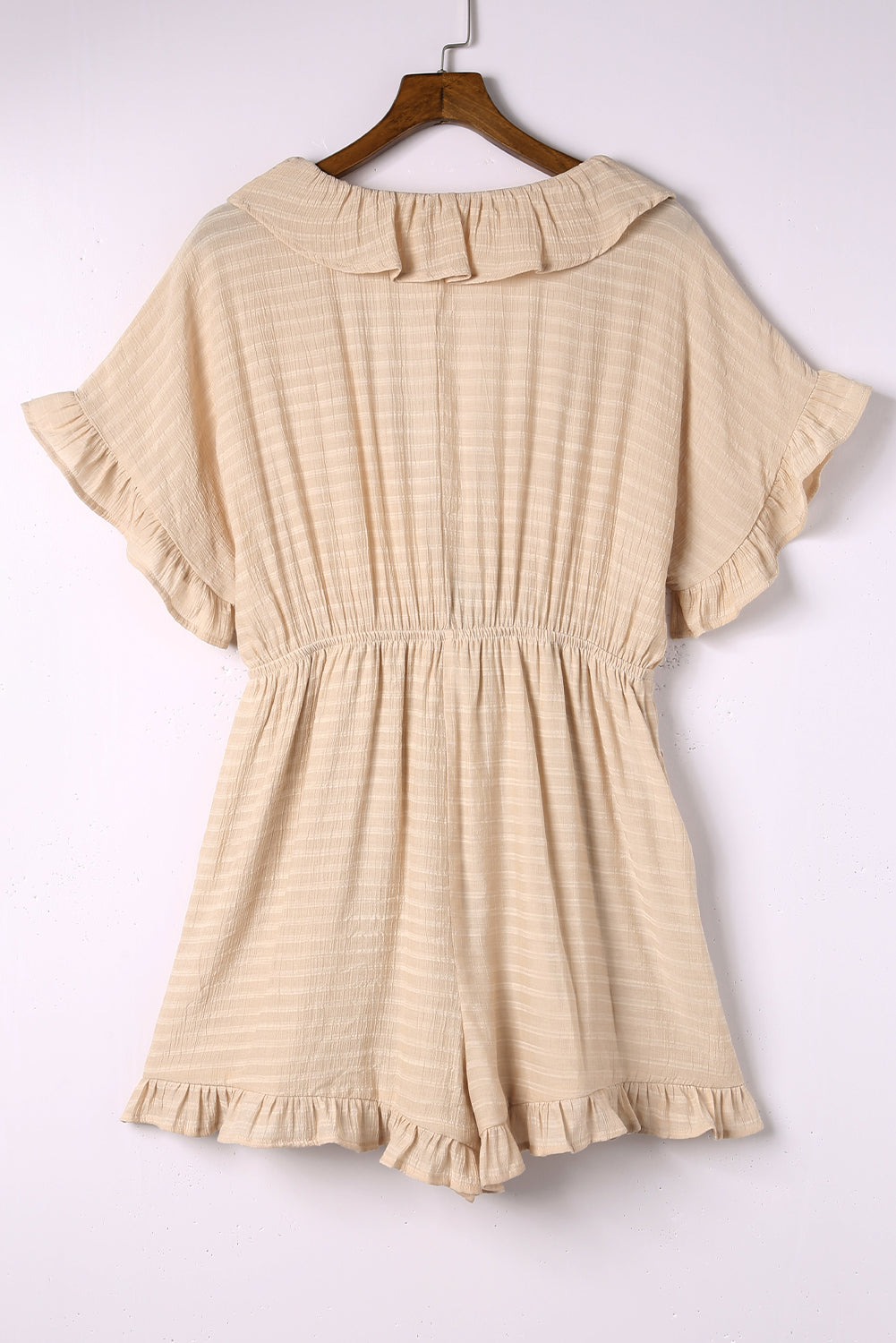 Ruffled High Waist Short Sleeve V Neck Romper