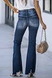 Distressed High Waist Flared Jeans