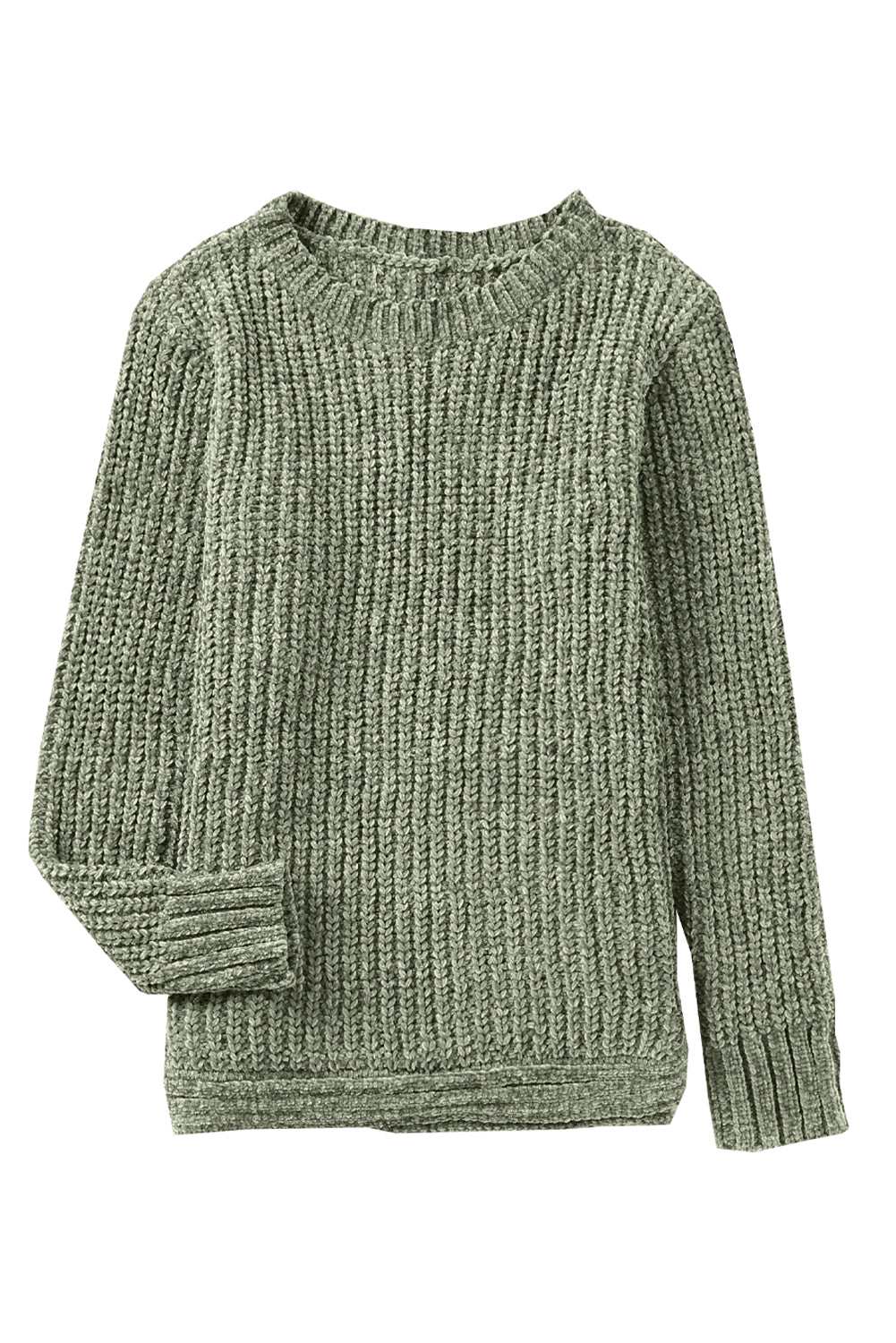 Long Sleeve Round Hem Cable Knit Sweater