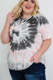 T-shirt gris tie-dye à manches raglan grande taille