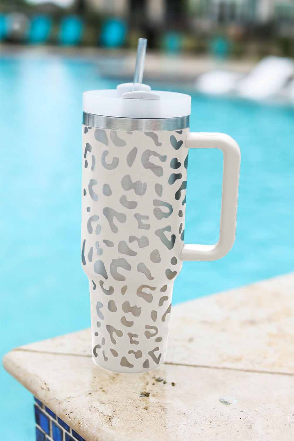 Leopard Print 40OZ Stainless Steel Portable Cup with Handle