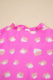 Bright Pink Printed Shirred Yoke Half Puff Sleeve Dress