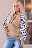 Leopard Bishop Sleeve Hooded Sweatshirt