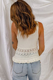 Crochet Ruffled Hem Knitted Vest