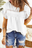 Swiss Dot Lace Splicing Short Sleeve Top