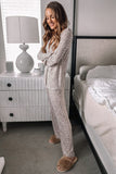 White Leopard Print Long Sleeve and Pants Pajamas Set