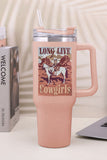 Tasse à double isolation en acier inoxydable 304 Pink Western Cowgirls Graphic 40oz 