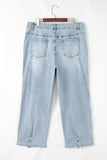 Beau Blue Light Wash Exposed Seam Plus Size Jeans