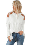 Contrast Crochet Lace Henley Top