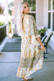 Wide Sleeve Mixed Floral Print Long Kimono