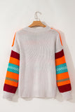 Color Block Striped Loose Sleeve Sweater