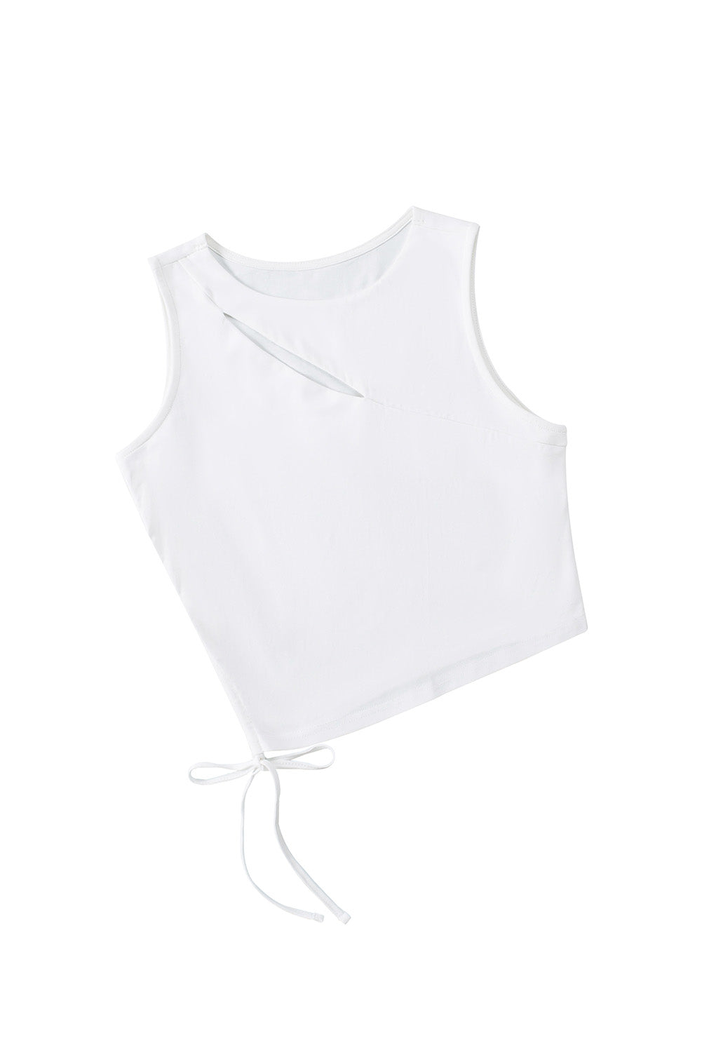 Solid Color Cutout Side Drawstring Tank Top